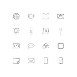 Internet technologies linear thin icons set vector