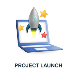 Project launch icon 3d from web development vector