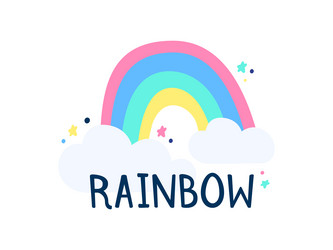 Rainbow and clouds on a white background object vector