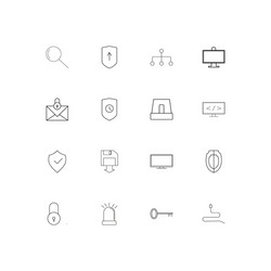 internet security simple linear icons set vector image