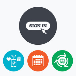 sign in with cursor pointer icon login symbol vector image