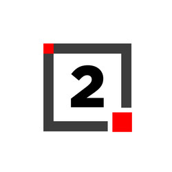 2 number with square box icon monogram vector