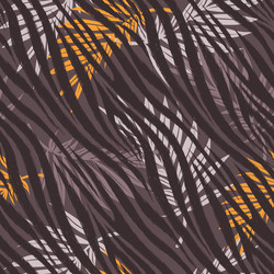 abstract leaves seamless pattern with zebra print vector image