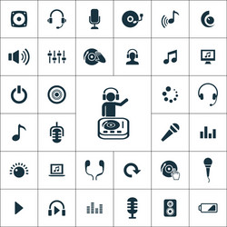 Dj icons universal set for web and ui vector