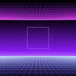 Retro Synthwave Neon Grid Background vector image