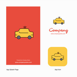 Taxi company logo app icon and splash page design vector