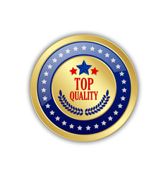 golden top quality badge or icon with stars vector