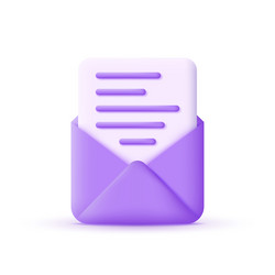 3d document in envelope vector