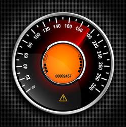 Automobile analog speedometer with a red arrow vector