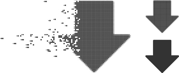 broken pixel halftone arrow down icon vector