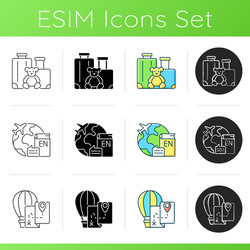 categories travel icons set vector