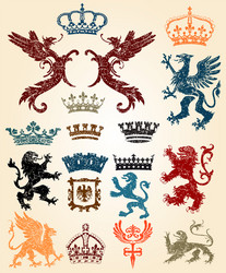 Elegant Silver Crown Set Royalty Free Vector Image