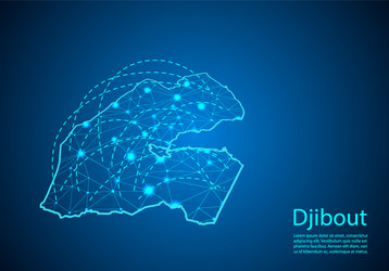 djibout map with nodes linked by lines concept vector