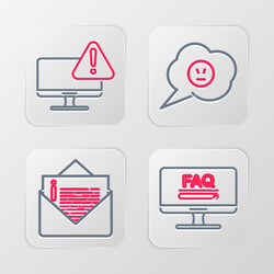 set line monitor with faq information envelope vector image