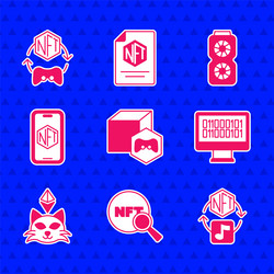 set nft digital crypto art search binary code vector image