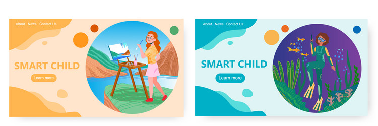 Smart child landing page design website banner vector