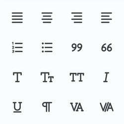Text Editor Icons - Outline Style vector image