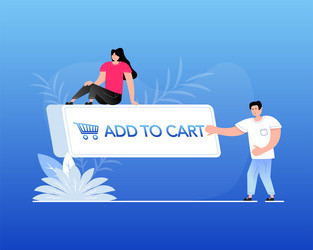 add to cart button with people banner for web vector