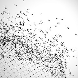 Exploded grid made of connected dots vector