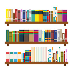 library book shelf bookcase with different books vector image