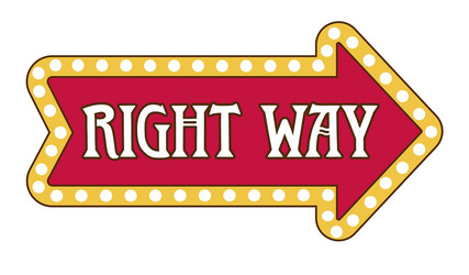 Right way pointer isolated icon lamp framing vector