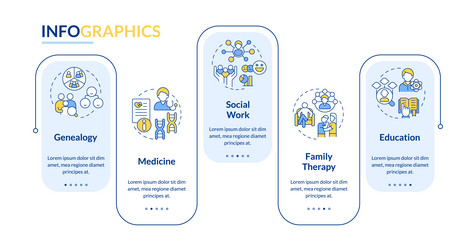 genograms usage blue rectangle infographic vector