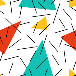 Retro Memphis Pattern - Triangles & Lines vector image