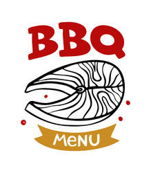 Bbq menu hand-drawn inscription slogan food court vector