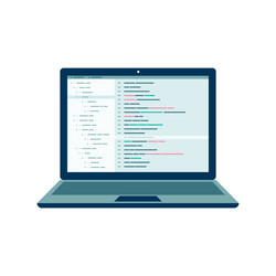 open laptop with program code on screen flat vector image