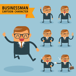 Set of businessman characters poses vector