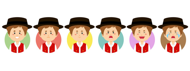 swiss avatar with various expression vector image