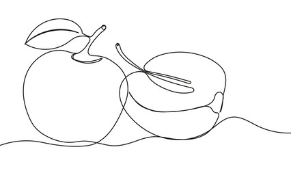 continuous line drawing of two apples representing vector image