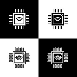 set computer processor with microcircuits cpu icon vector image