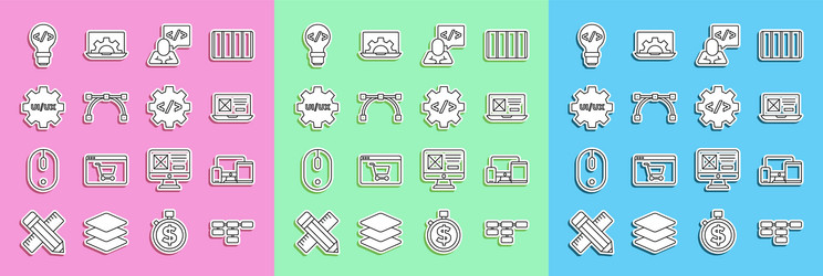 set line site map monitor mobile tablet ui ux vector image