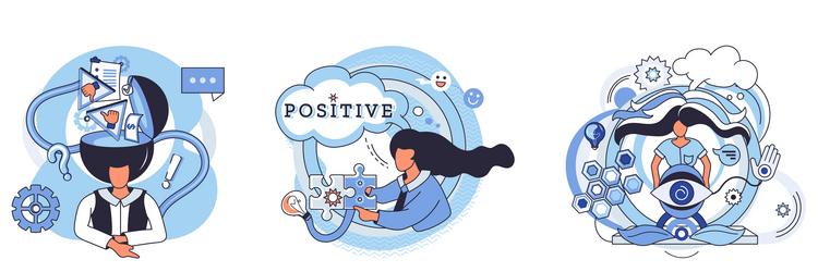 visualizing positive mindset solution-oriented vector image