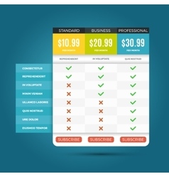 Price table Royalty Free Vector Image - VectorStock