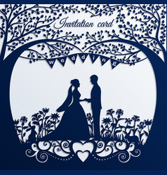 Wedding invitation with birch trees and heart Royalty Free Vector Image