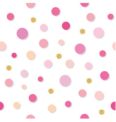 Seamless pattern white polka dots pink background Vector Image