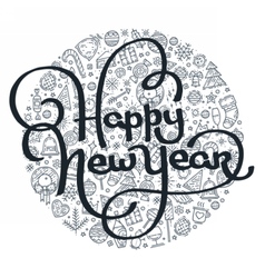 Happy New Year hand-lettering Royalty Free Vector Image