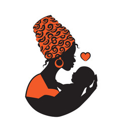 Download Beautiful silhouette of african mother and baby Vector Image