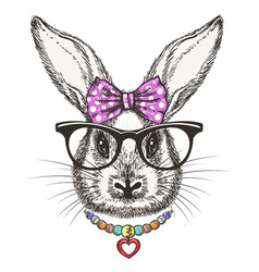 Download Rabbit in glasses sketch portrait Royalty Free Vector Image