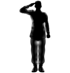american soldier saluting silhouette vector