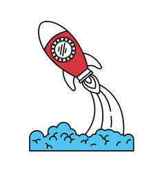 color sectors silhouette of space rocket launch vector image vector image
