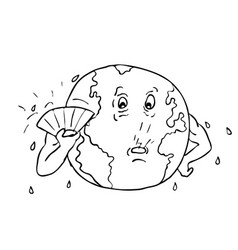 Earth Global Warming Drawing Black And White Vector Image