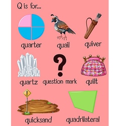 Many Words Begin With Letter Q Royalty Free Vector Image