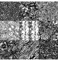 the set monochromatic abstract zentangle seamless vector