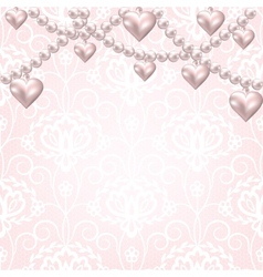 Wedding card with lace ribbon and pearl Royalty Free Vector