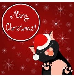 Cute cartoon Merry Christmas card with cat Vector Image