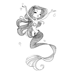 cute cartoon mermaid vector