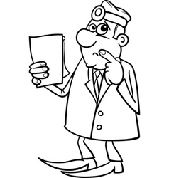 Thinking doctor black and white cartoon Royalty Free Vector Thinking doctor black and white cartoon Royalty Free Vector